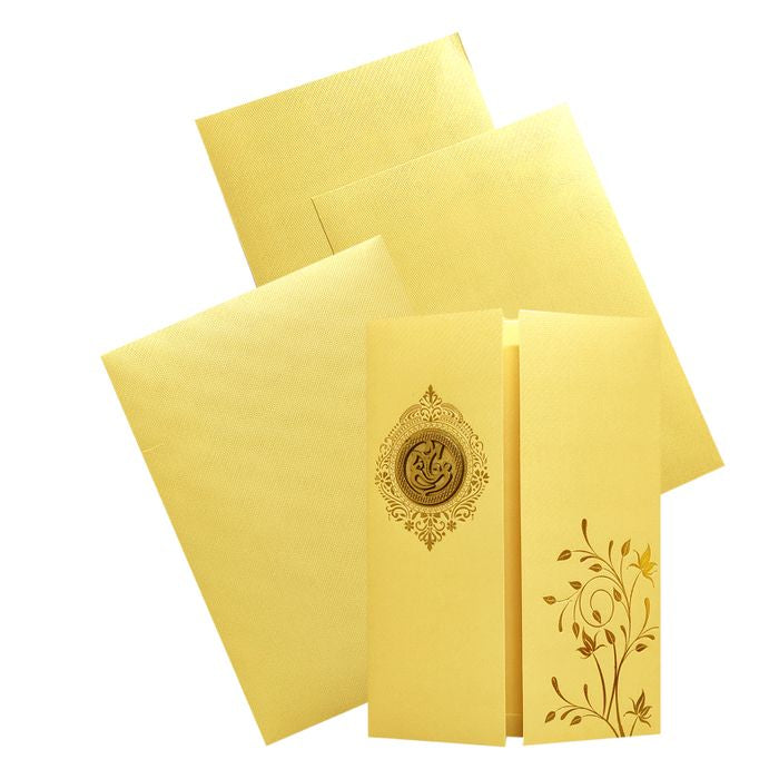 Gold Ganesha Door Invitation Card