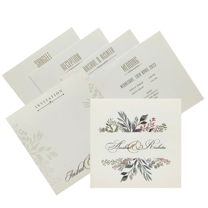 Grey Floral Invitation Card