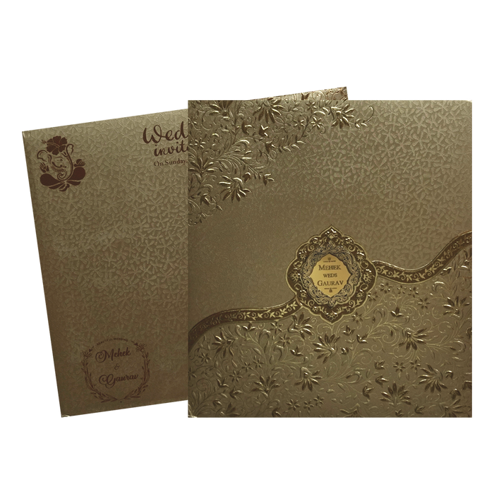 Gold Embossed Wedding Invitation