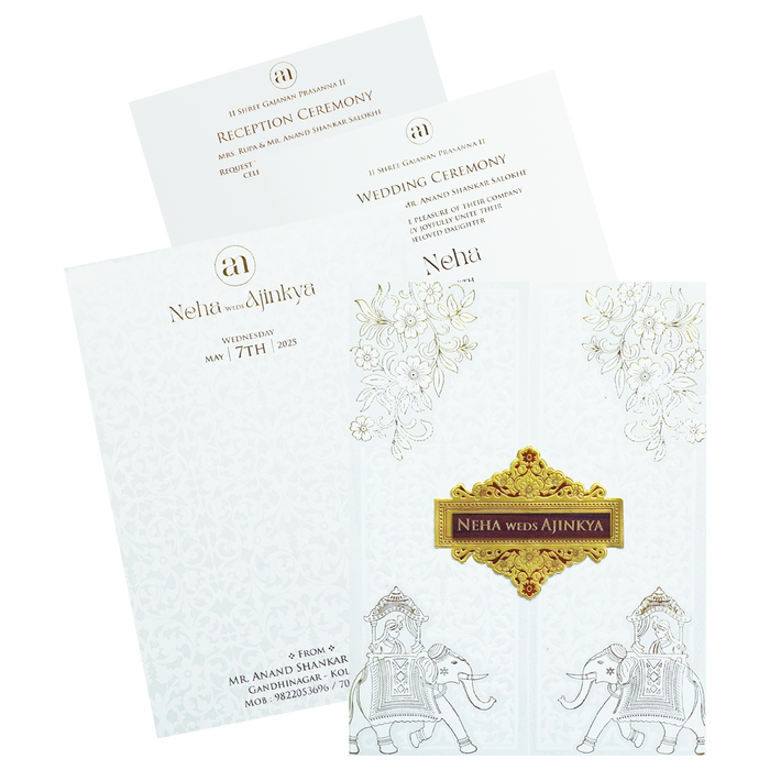 White Door Nameplate Box Marriage Invitation