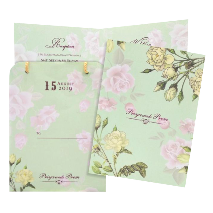 Green Classic Pastel Multicolour Floral Offset Print Design-KNCA206G