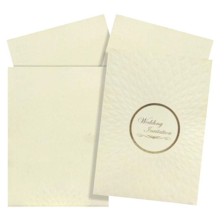 Alluring Cream Shading With Embossed Bloom Subject Wedding Card - KNK3612