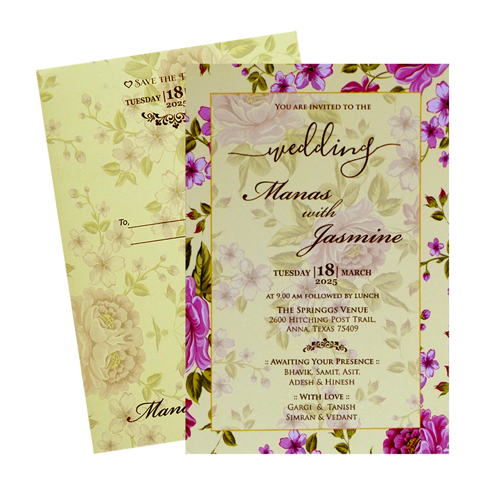 Light Pastel Yellow Marriage Card