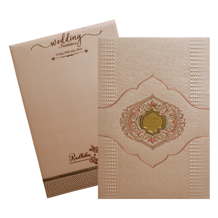Peach Padded Nameplate invitation Card