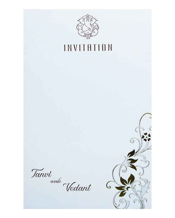 White Single Sheet Wedding Card