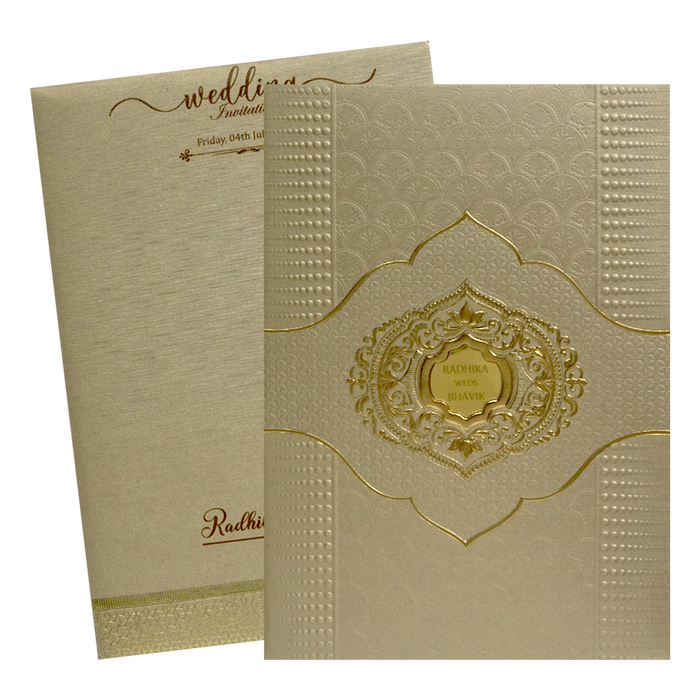 Light Brown embossed Nameplate Invitation Card