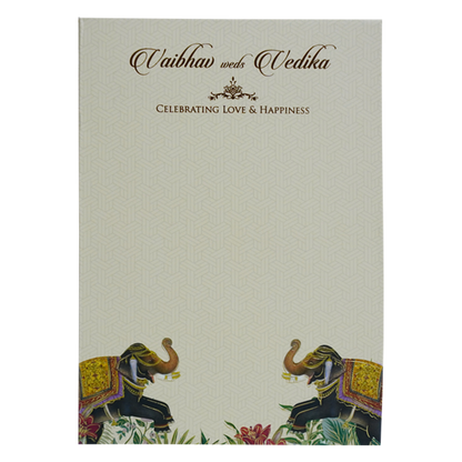 Cream Elephant and arch Padded Wedding Card