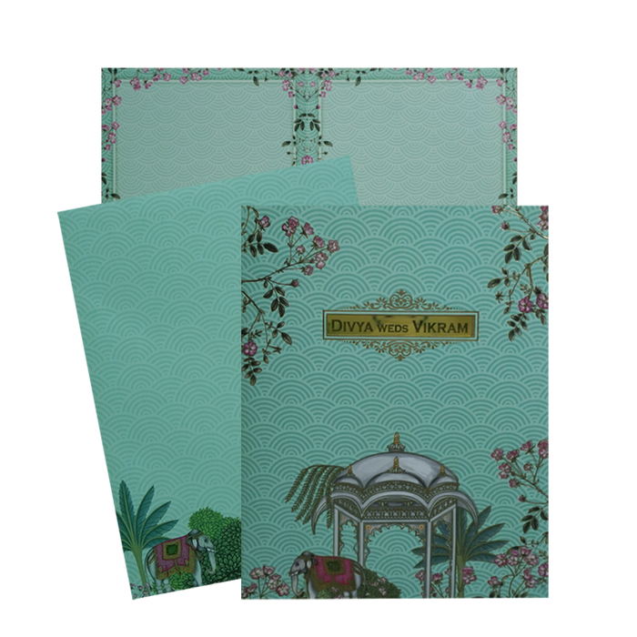Green Floral Palace Invitation Card