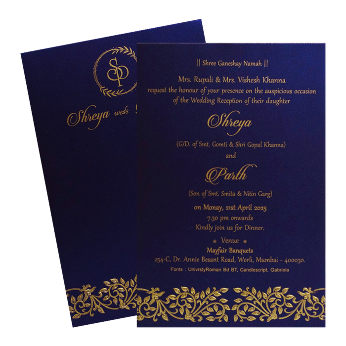 Royal Blue Single Wedding Card