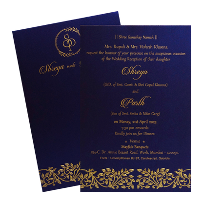 Royal Blue Single Wedding Card