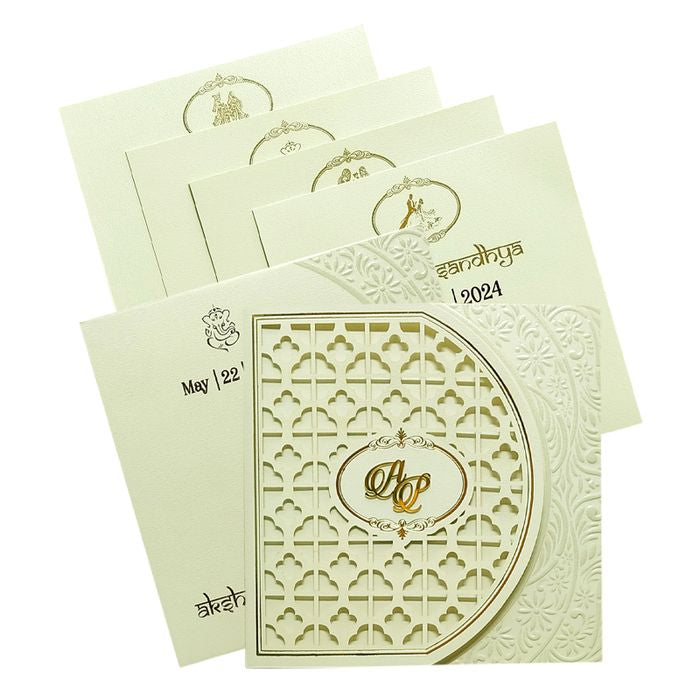 Ivory Laser Cut Box Invitation Card