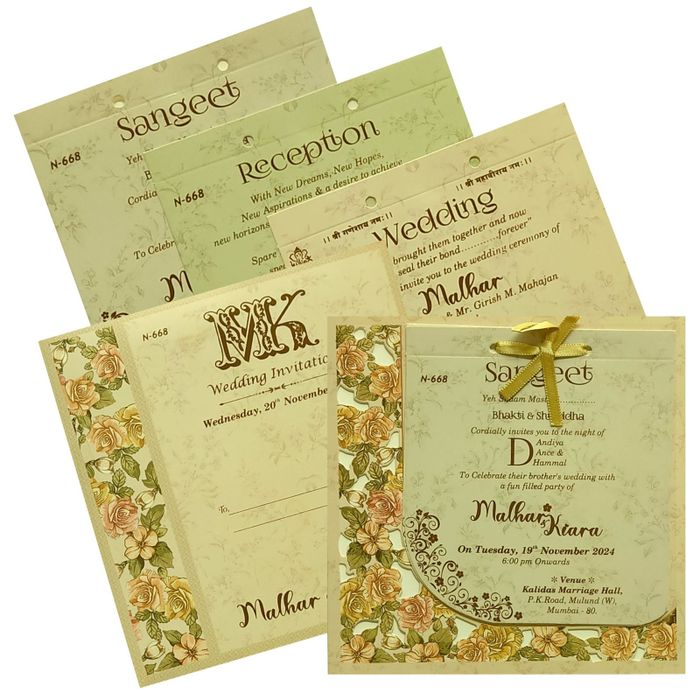 Pale Almond Brown Laser Cut Invitation