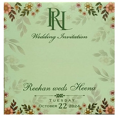 Soft Green MDF Invitation Card
