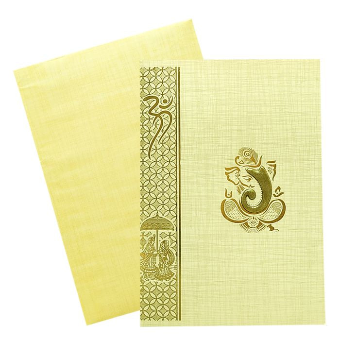Cream Ganesha Border Invitation Card