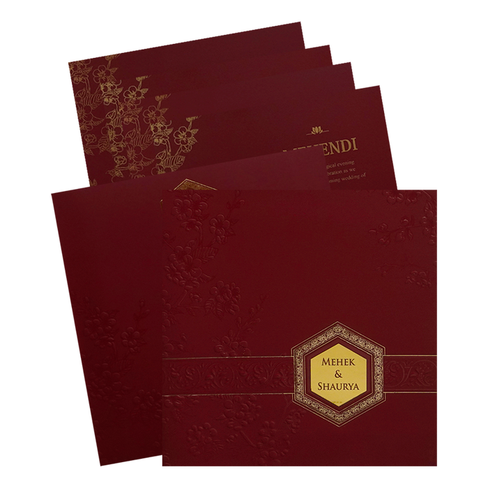 Red Embossed Wedding Card