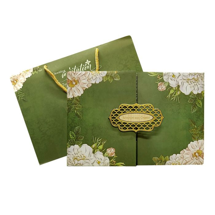 Dark Olive Green Padded Invitation