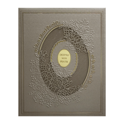 Ash Grey Laser Cut Padded Wedding Card