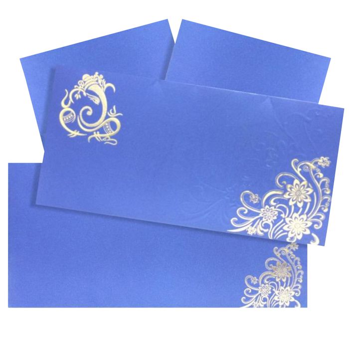 Alluring Blue Shading With Floral Theme Wedding Card - KNKS17BG
