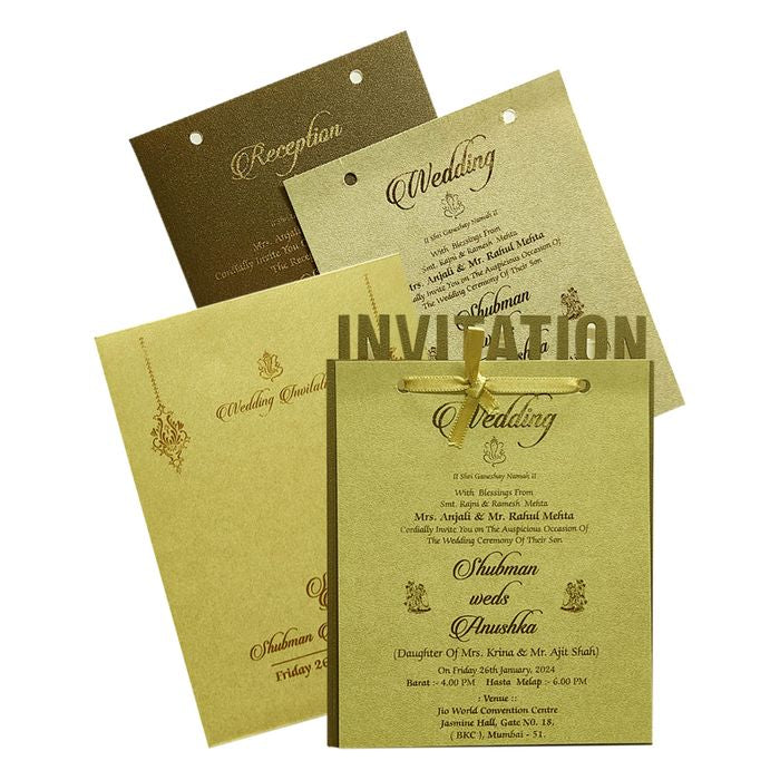Brown Gold MDF Wedding Card Design