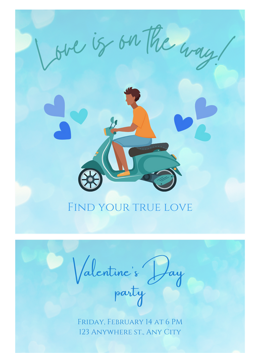Blue Hearts Valentine s day Invitation