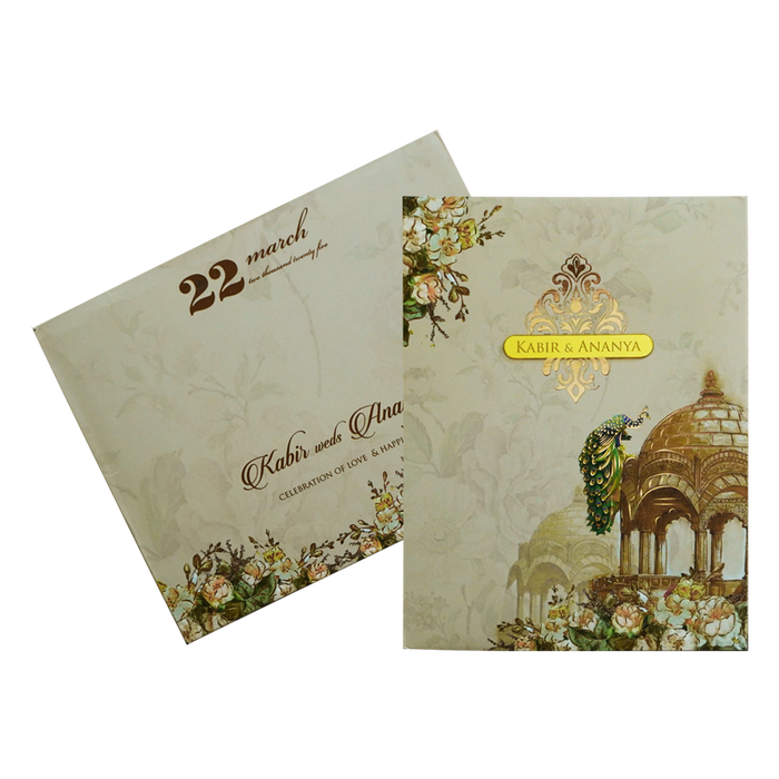 Beige Padded Wedding Card Design
