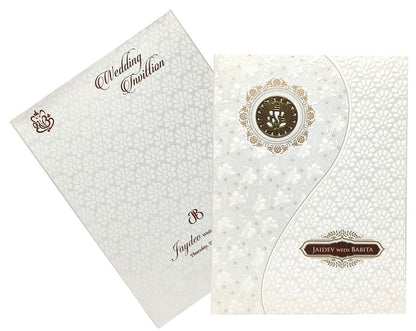 White Floral Embossed Invitation