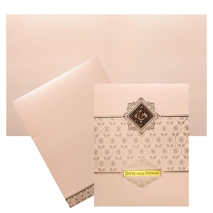 Pink Ganesha Floral Invitation Card