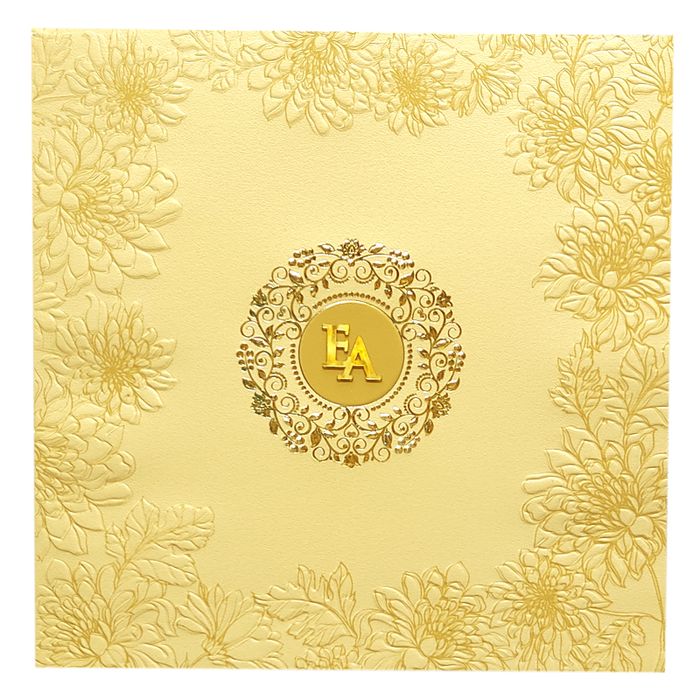Khaki Brown Floral Box Marriage Card