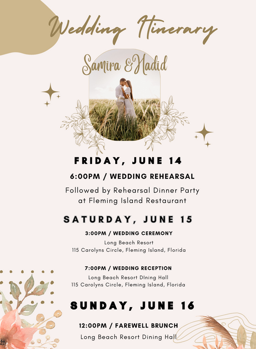 Colorful Love Wedding Itenary Invitation