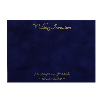 Royal Blue Velvet Padded Wedding Card