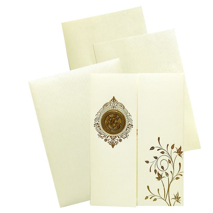 White Ganesha Door Invitation Card