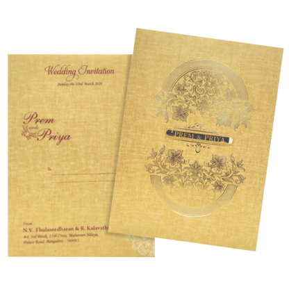 Brown Gold Premium Padded Stiff Board Invitation Card-KNPS9501N