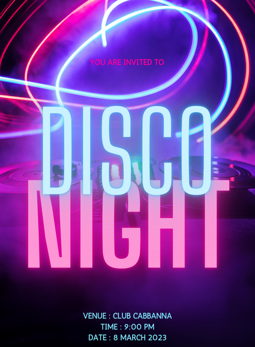 Glittery Gold Wedding Disco Invitation