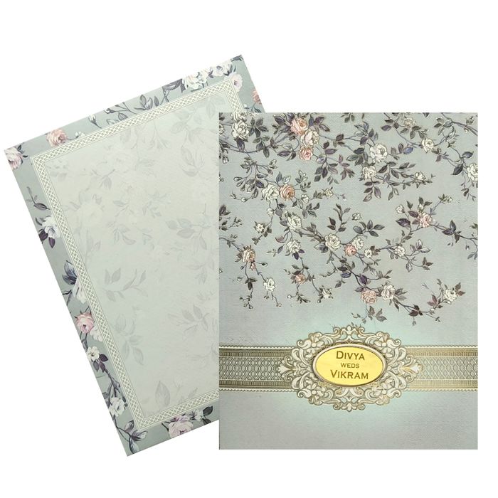 Grey Floral Nameplate Invitation Card
