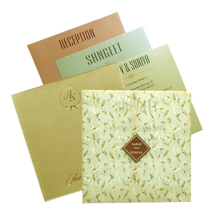 Cream Floral Tracing Invitation Card
