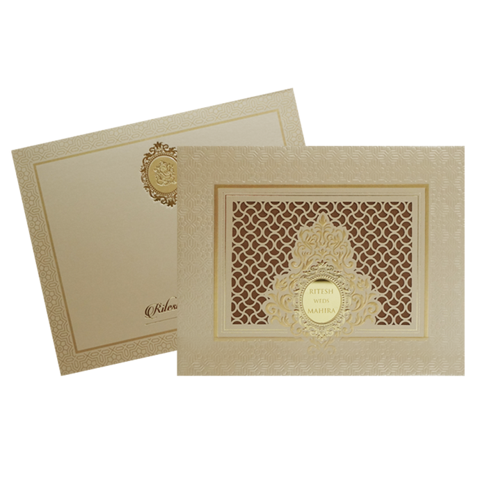 Gold Brown Padded invitation Card Card- KMMWD9021
