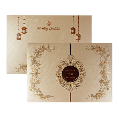 Ivory Padded Door Type Wedding Card