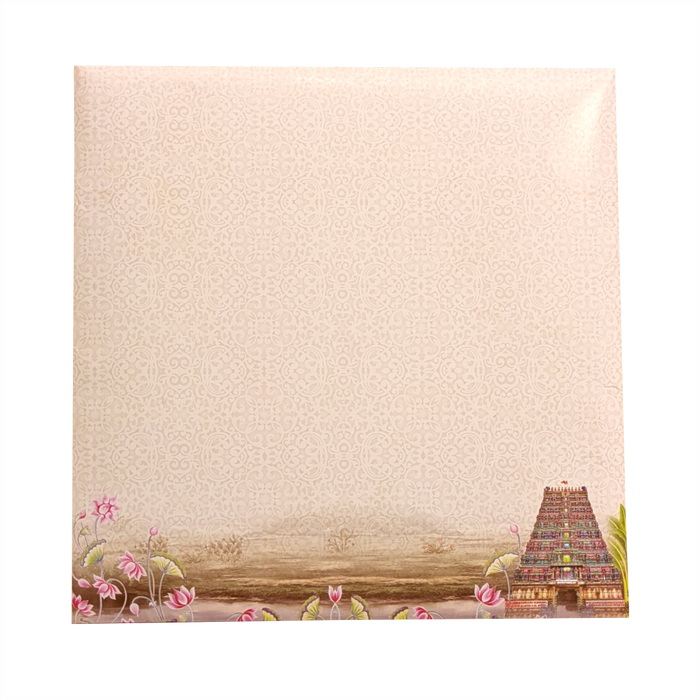 Pink Temple Theme Wedding Card