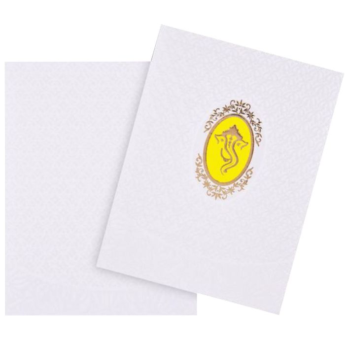 Lovely Ganesha With Yellow Backdrop Wedding Card - KNK2450