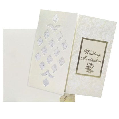 White Die Cut Screen Wedding Card With Open Door Type-KNK4342I
