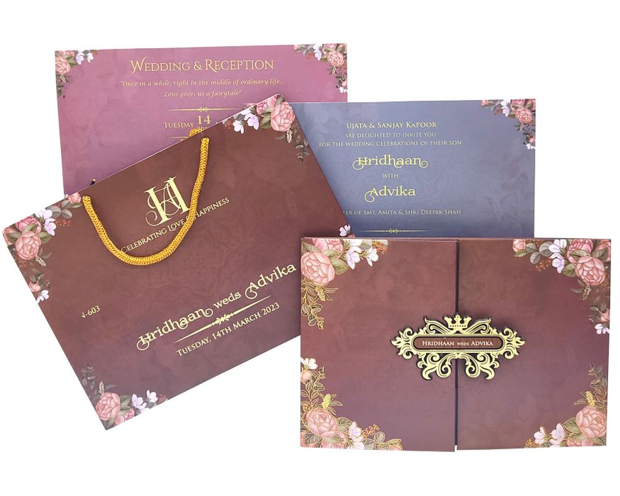 Dark Mauve Wedding Card