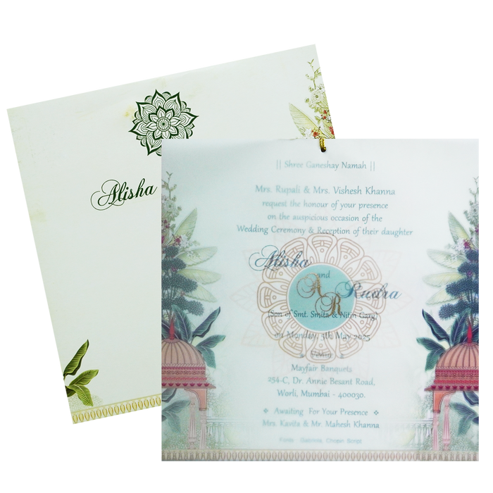 White Green Tracing Sheet Invitation