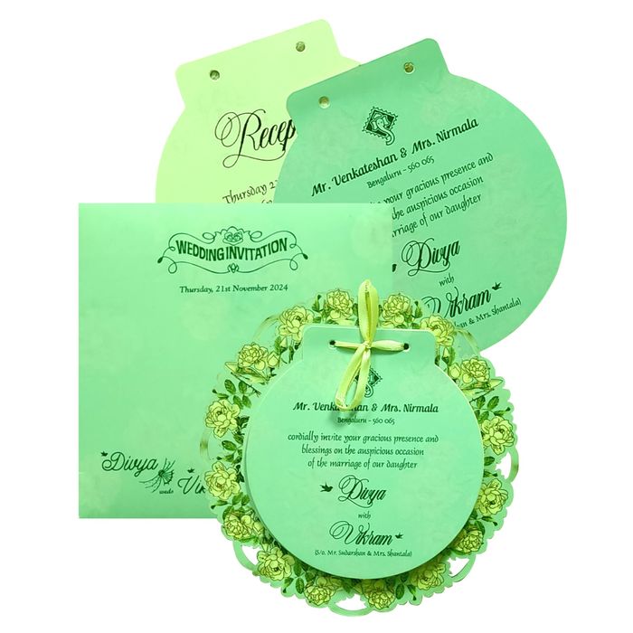 Light Green Mdf Invitation Card