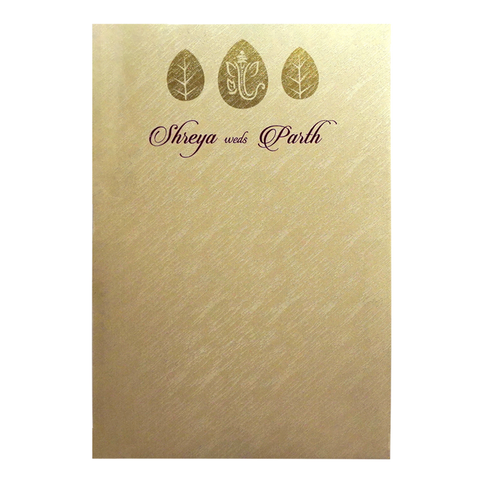 Metallic Beige Single Sheet Invitation Card