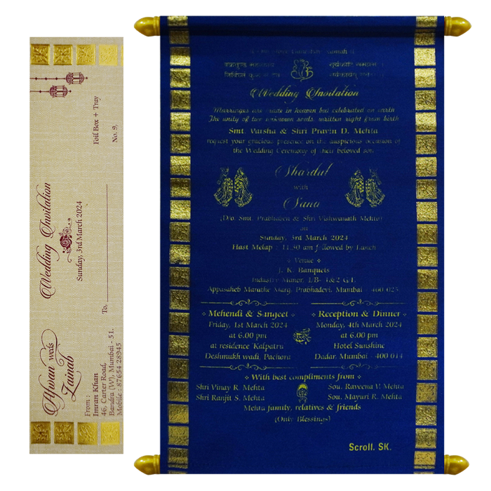 Sapphire Blue Scroll Card