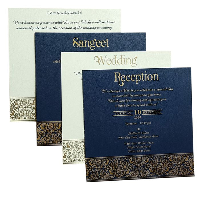 Blue Floral Door Wedding Card Design