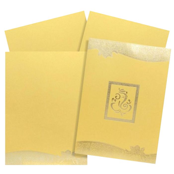 Alluring Gold Shading With Ganesha Theme Wedding Card - KNK1850