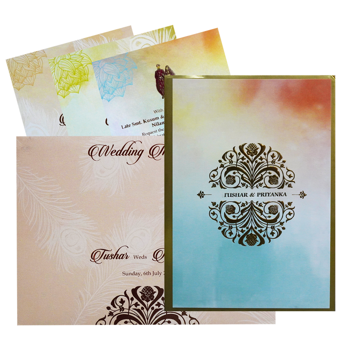 Pale Orange Gold Padded Invitation