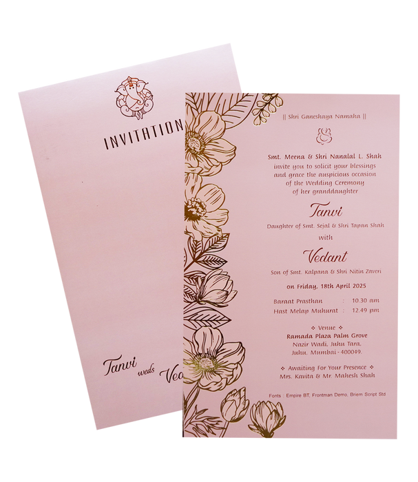 Light Pink Single Sheet Invitation Card
