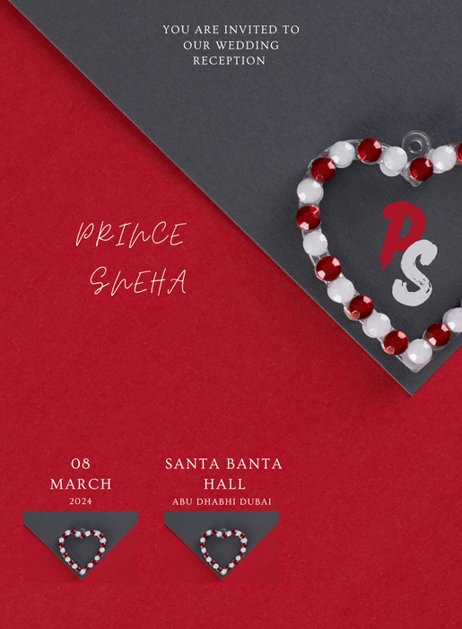 Red Pearls Wedding Reception Invitation